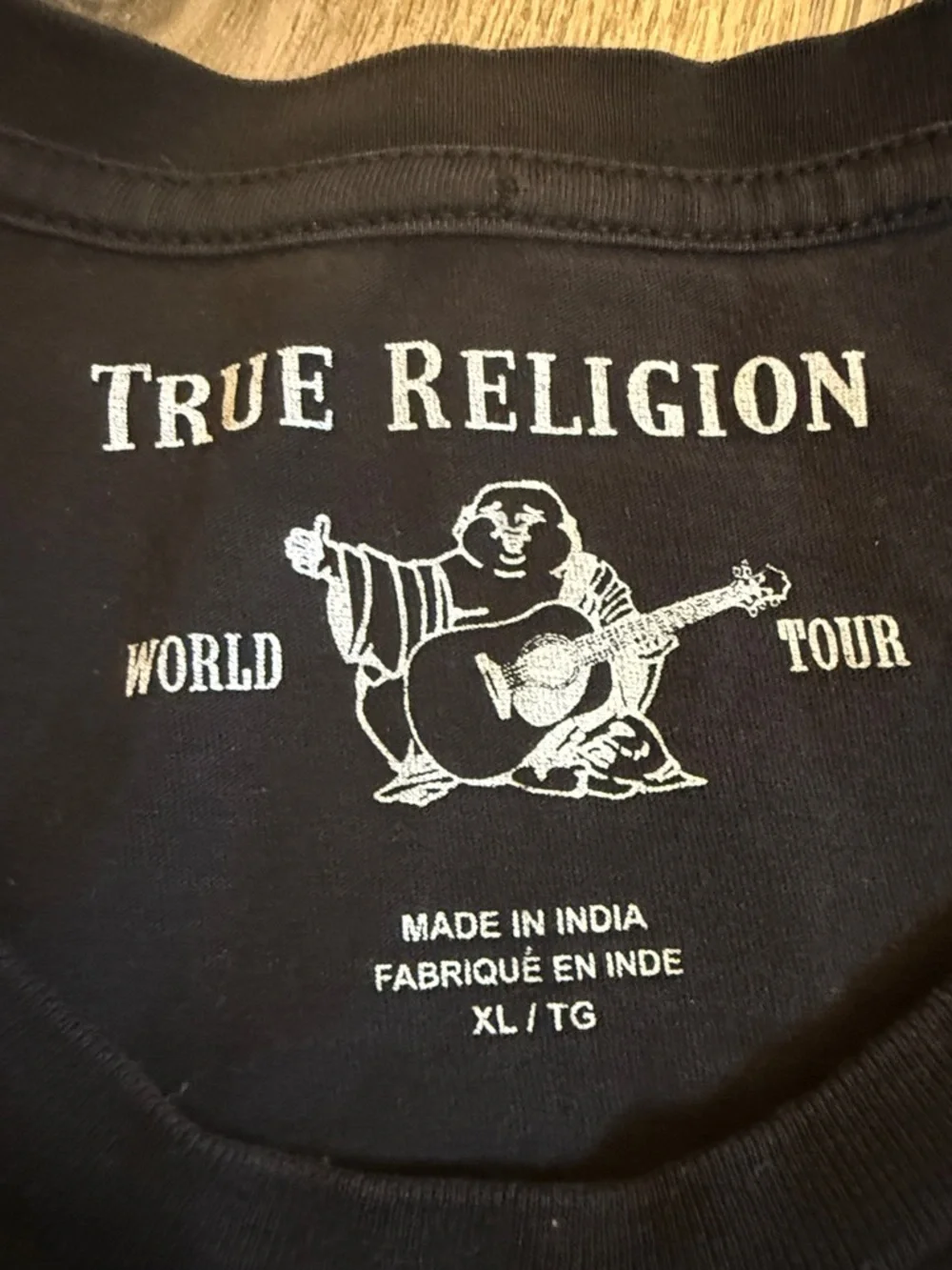 True Religion Men’s Black Tee with White Horseshoe Graphic